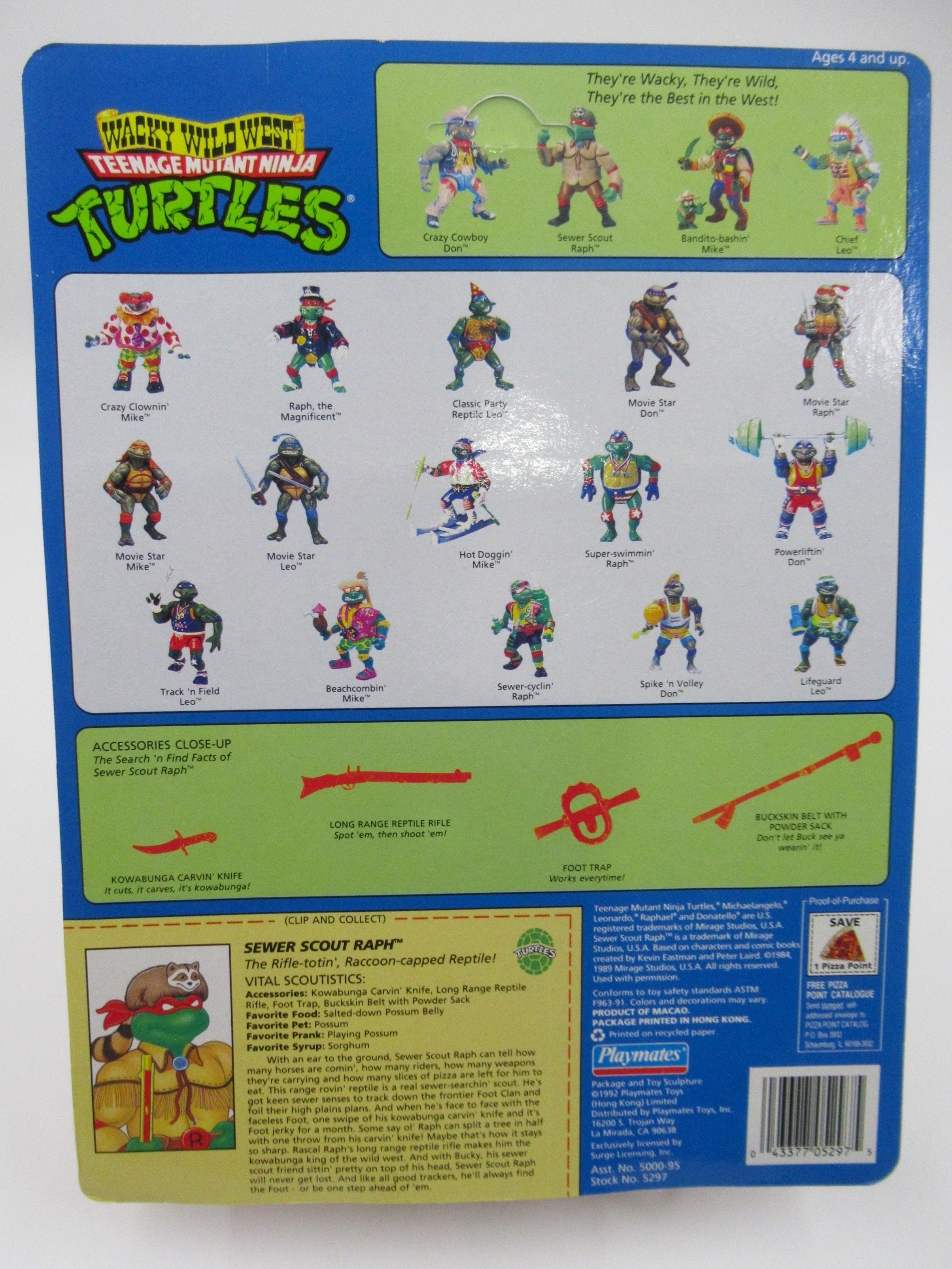 Teenage Mutant Ninja Turtles Sewer Scout Raph Wacky Wild West Figure TMNTs - Playmates (1992)